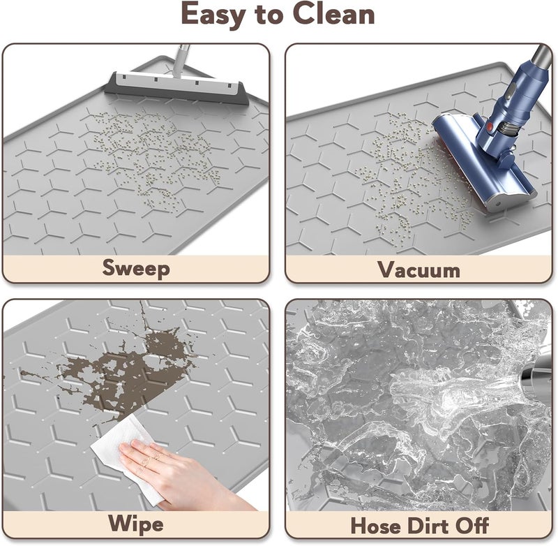 Garoopion Cat Litter Box Mat, Silicone Kitty Litter Mat, 24" X 16" Waterproof Silicone Pad for Floor, Light Gray - Image 4